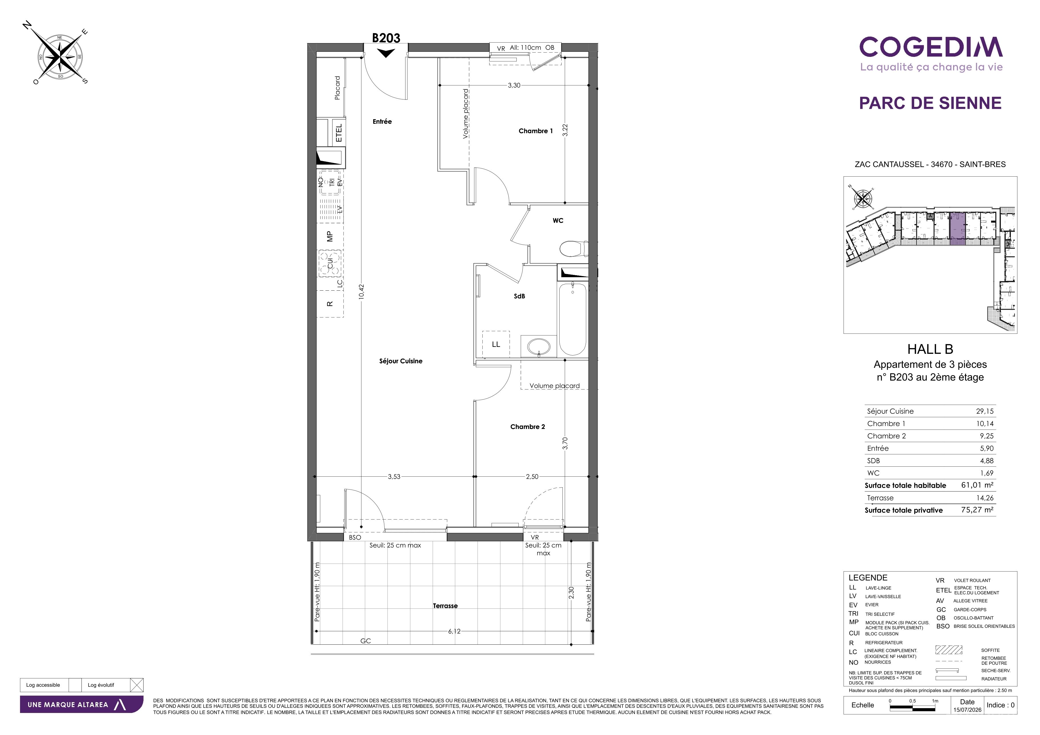 Plan du lot B203-BRS