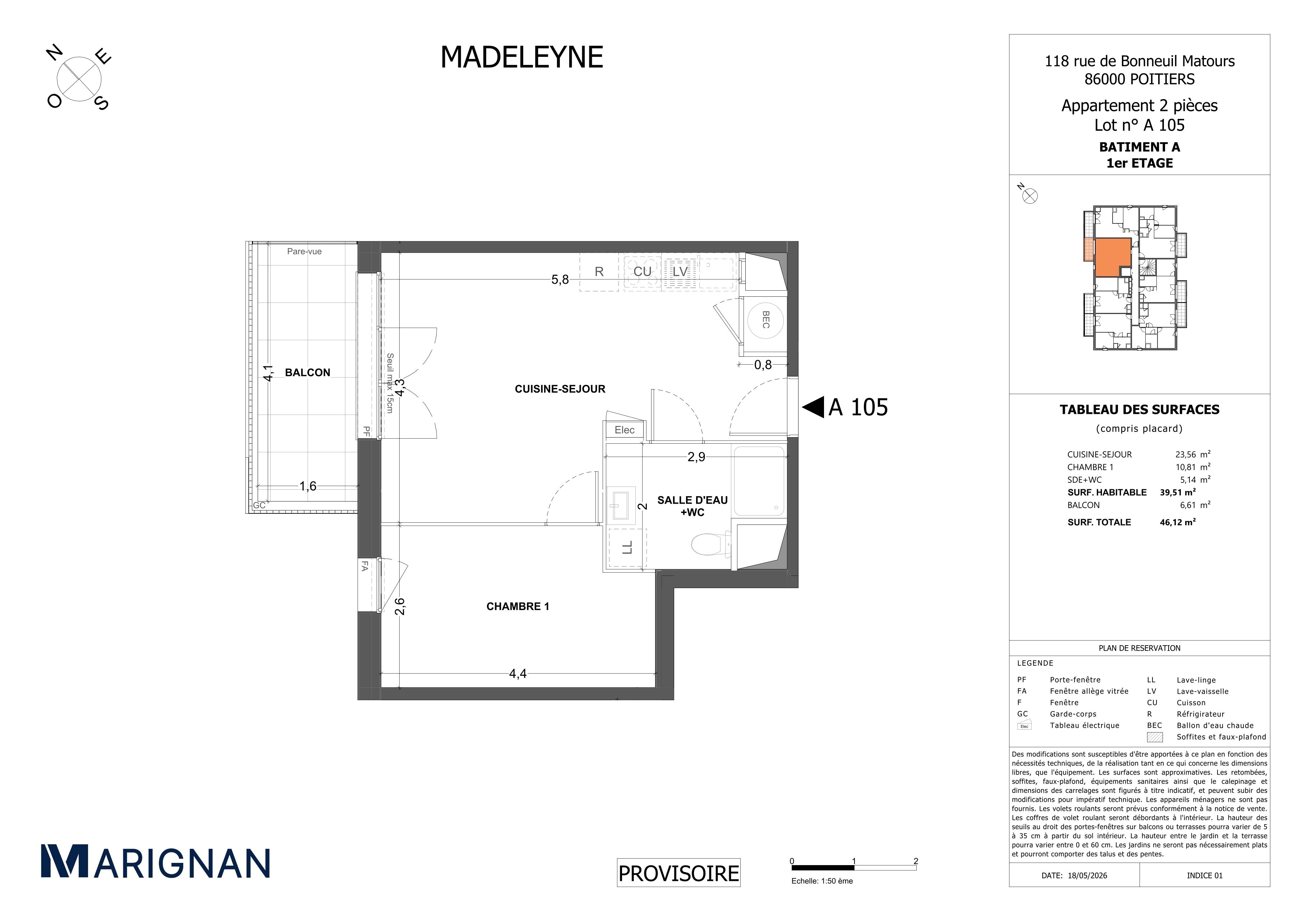 Plan du lot A105