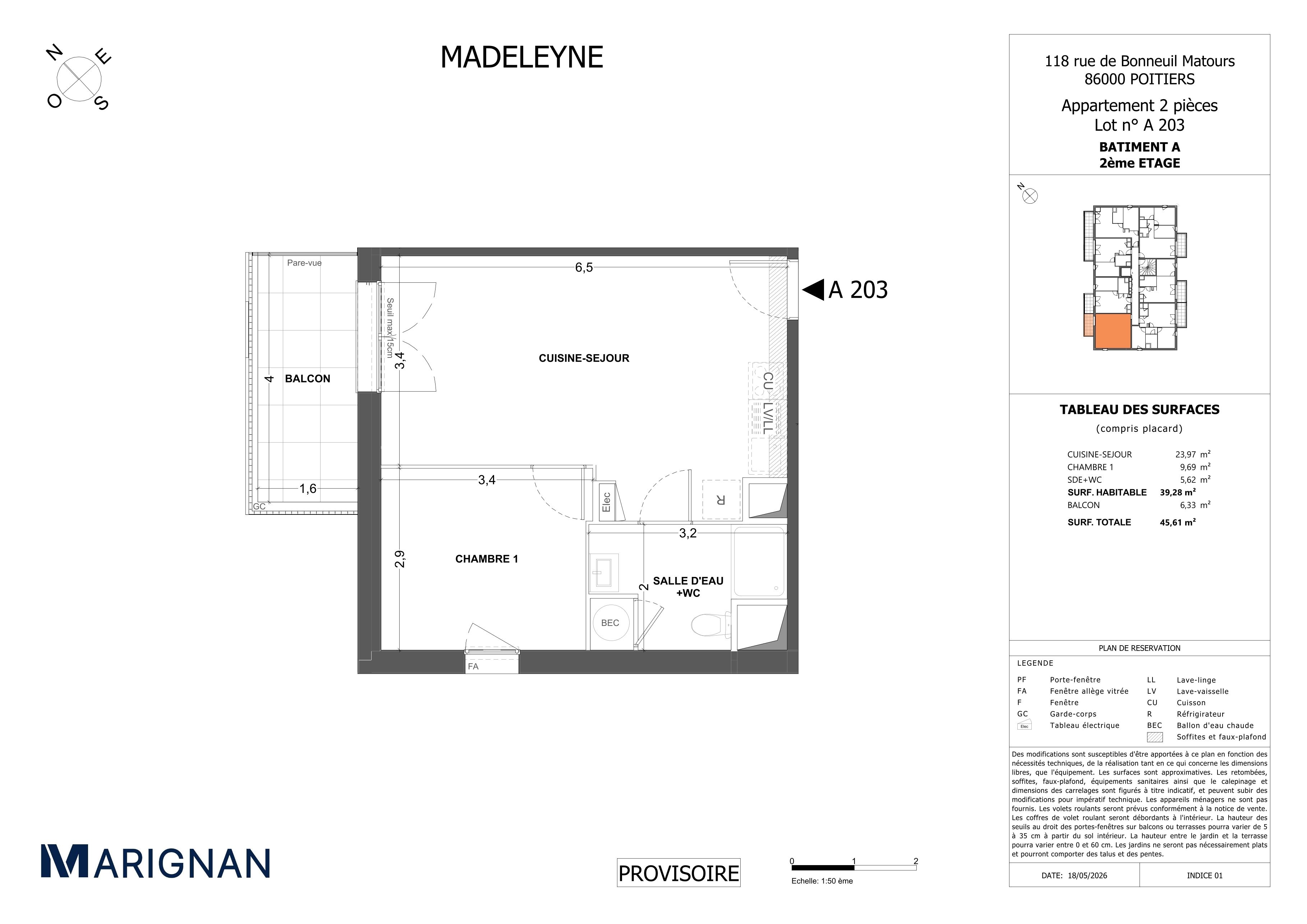 Plan du lot A203
