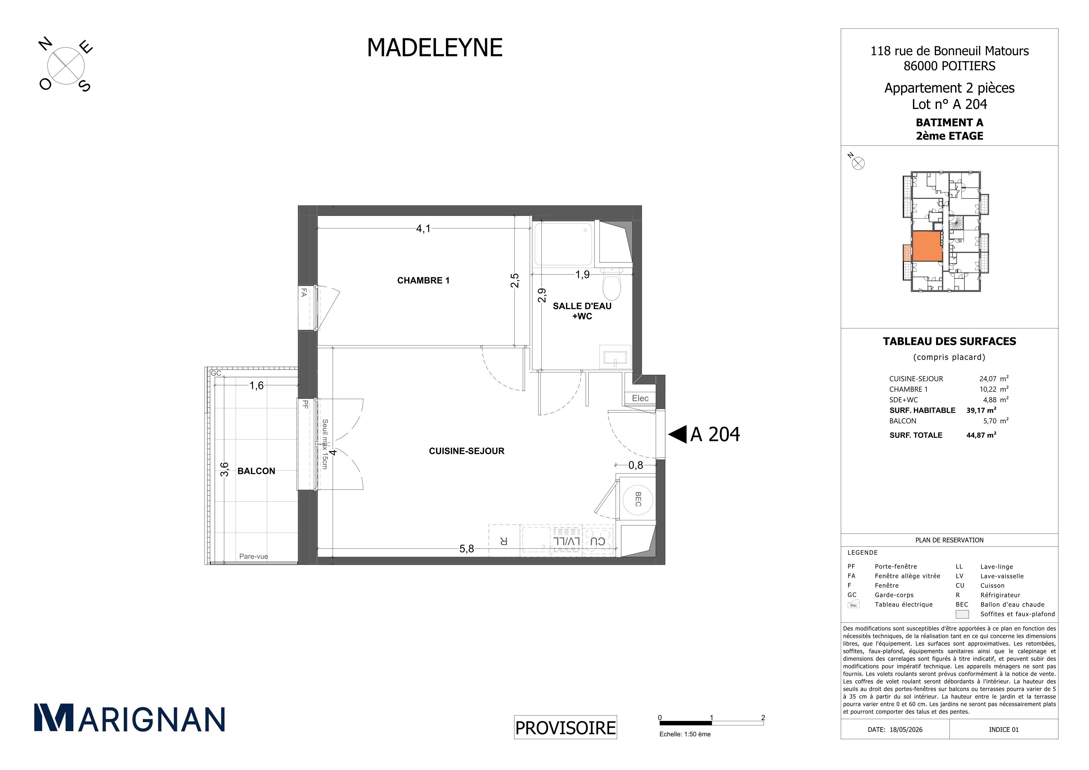 Plan du lot A204