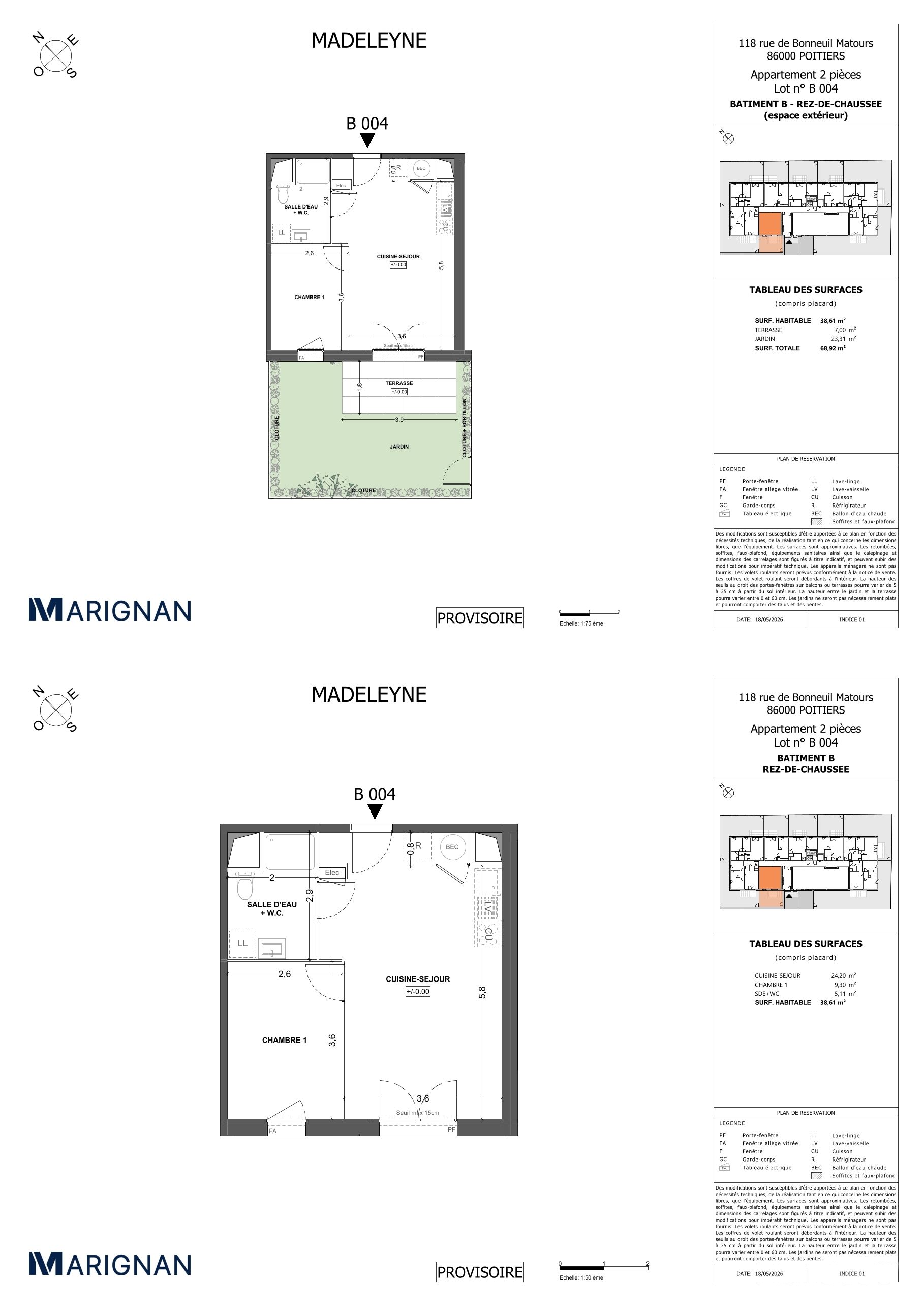 Plan du lot B004