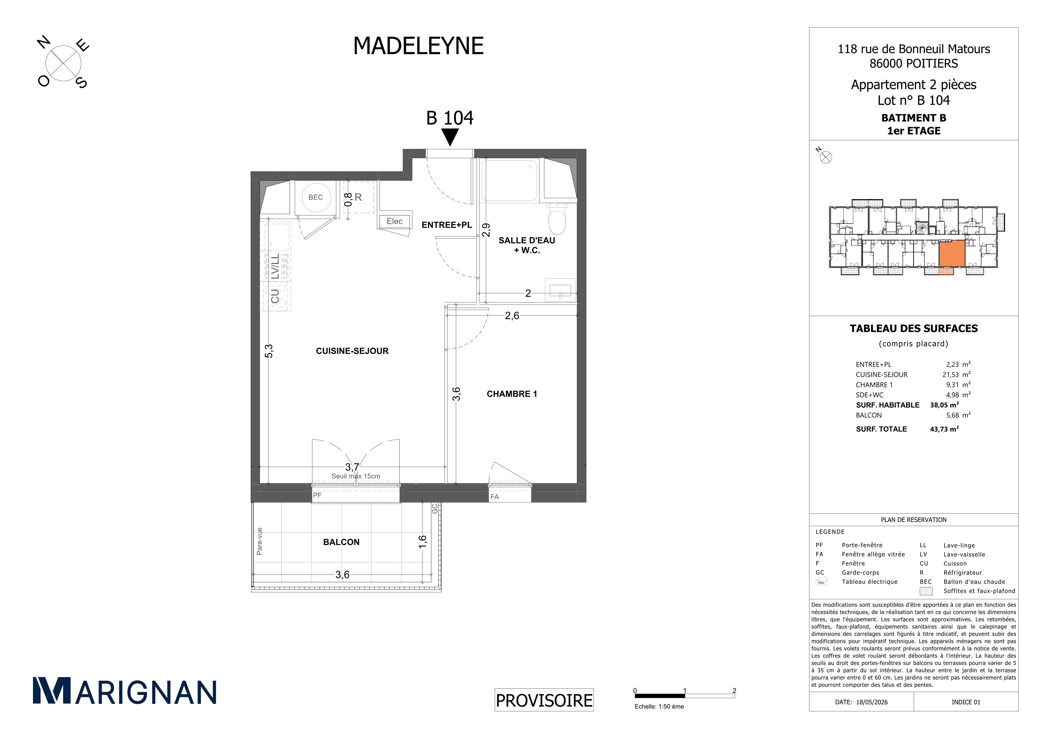 Plan du lot B104