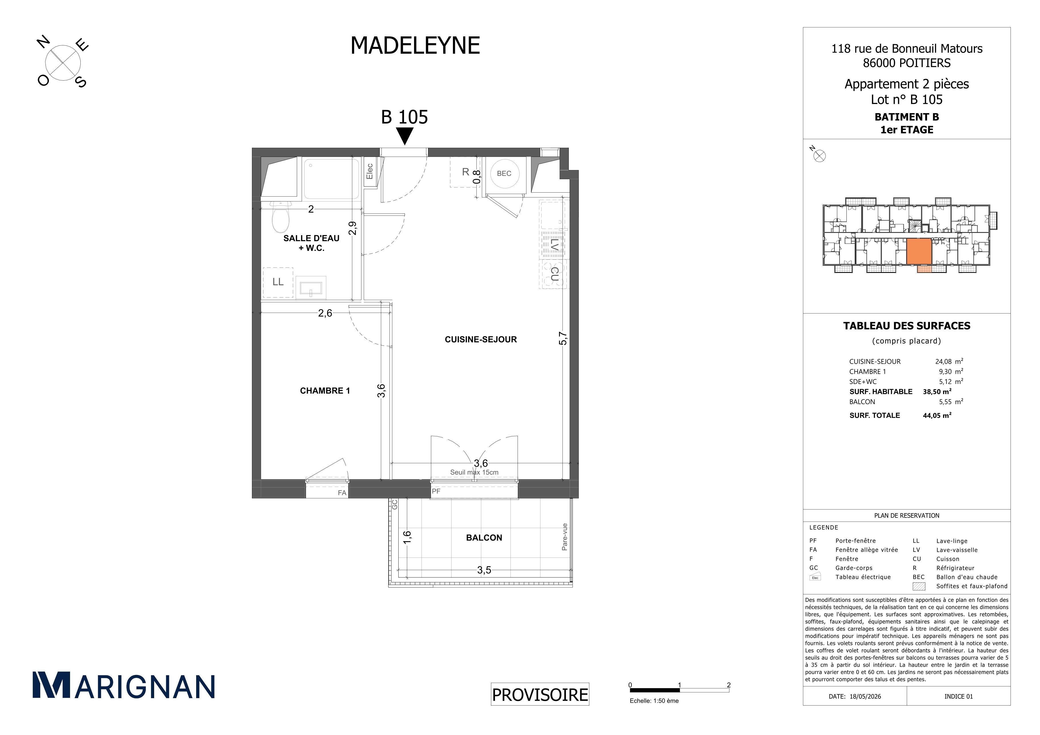 Plan du lot B105