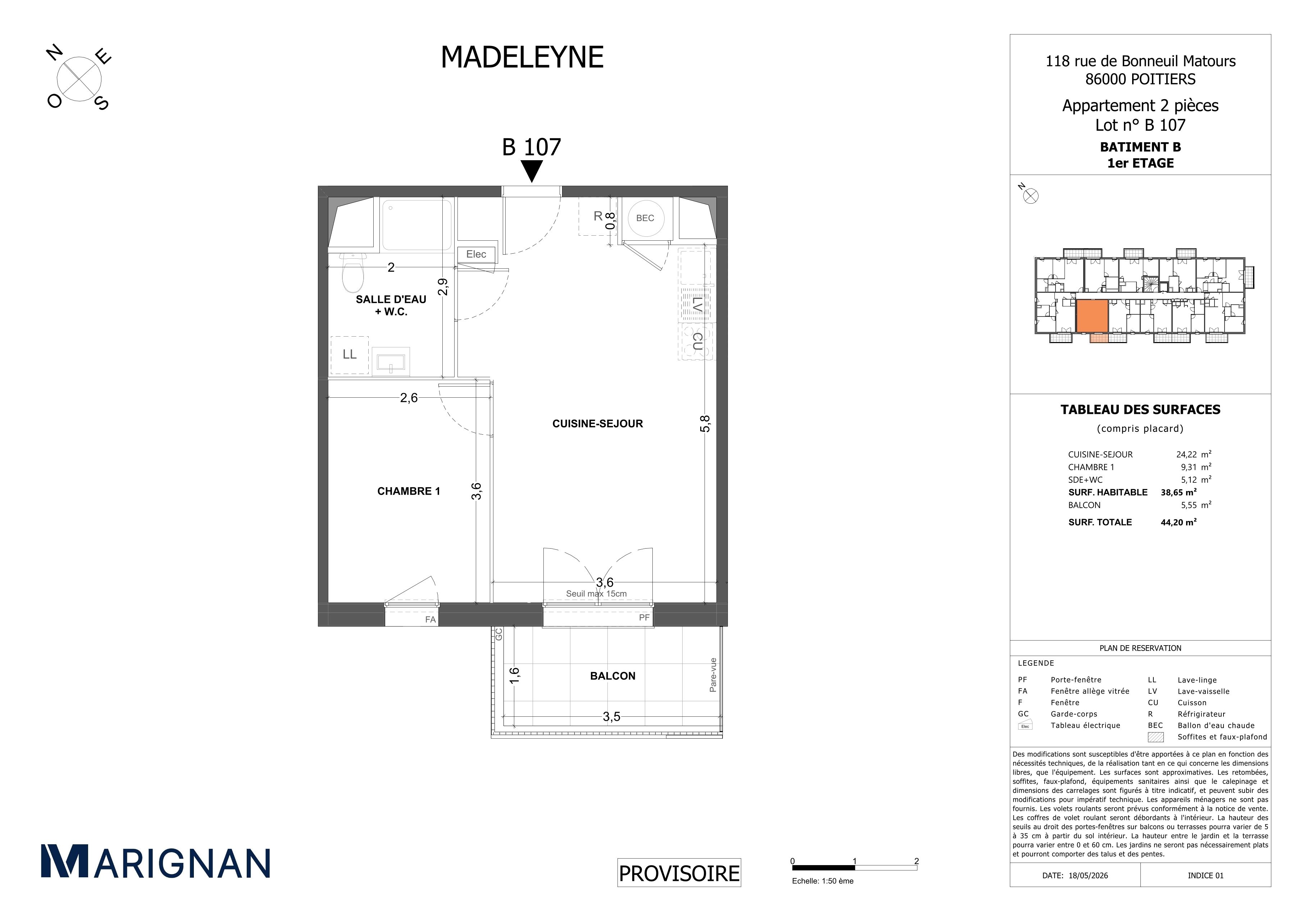 Plan du lot B107