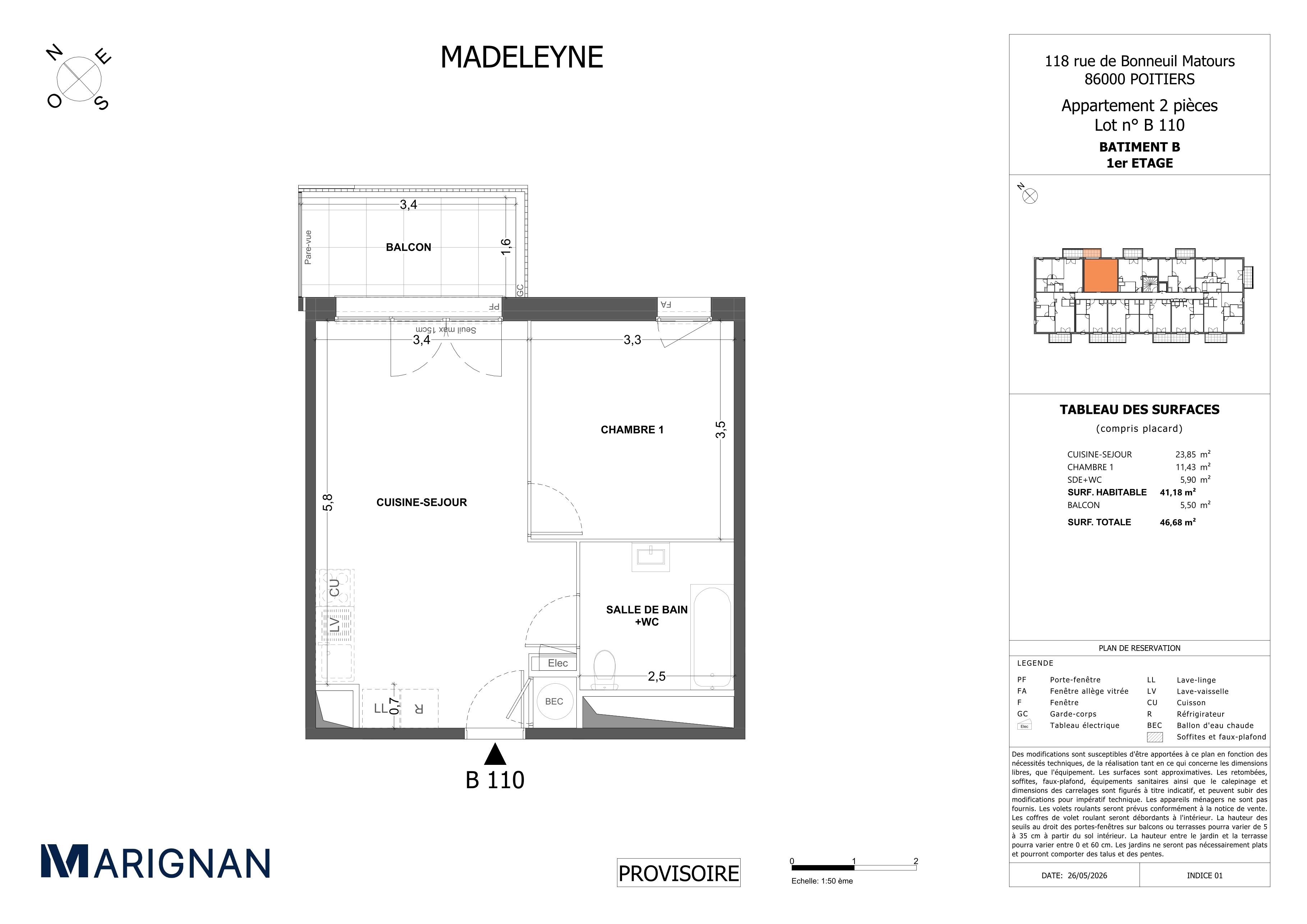 Plan du lot B110