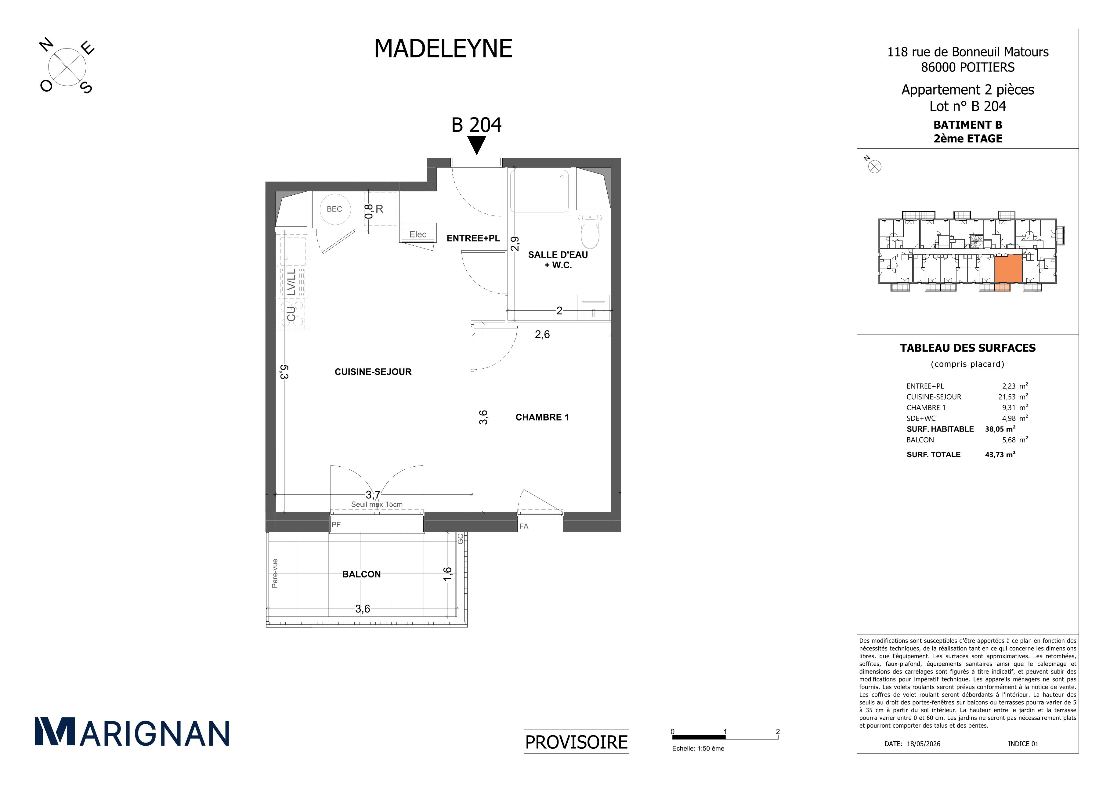 Plan du lot B204