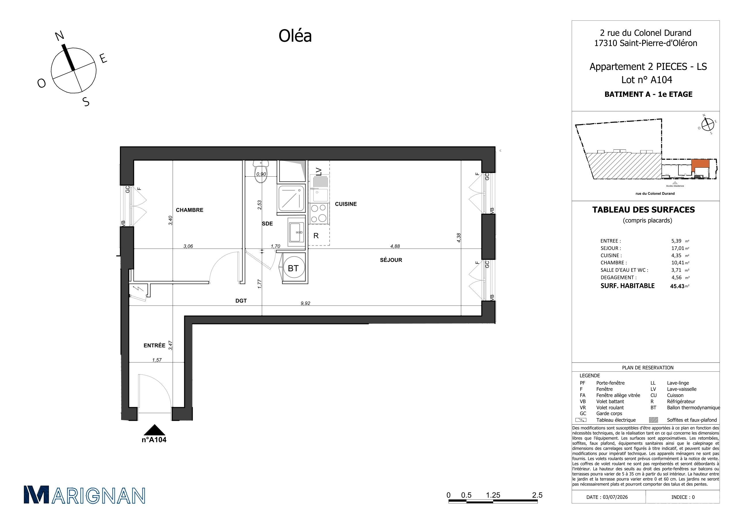 Plan du lot A104