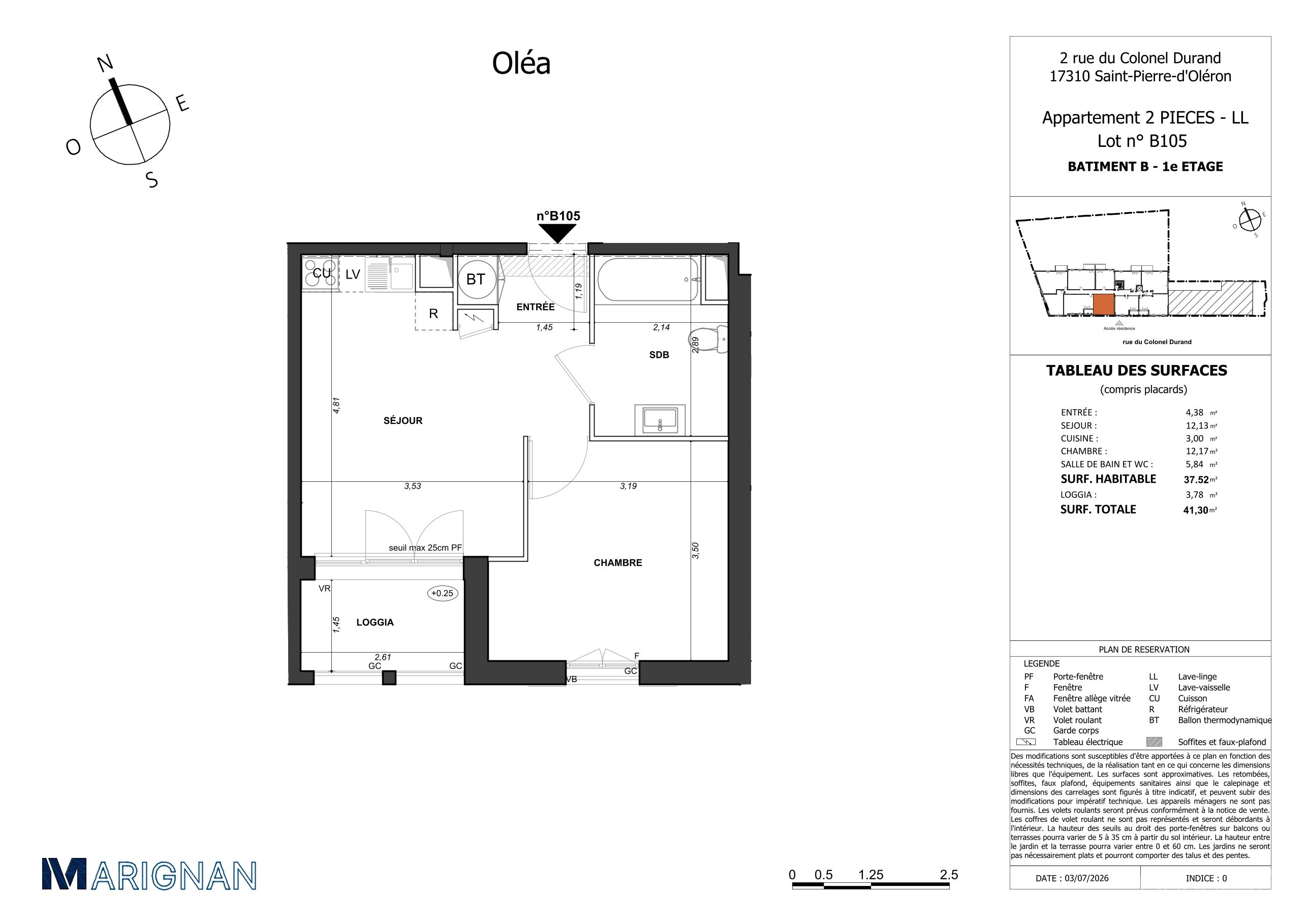 Plan du lot B105