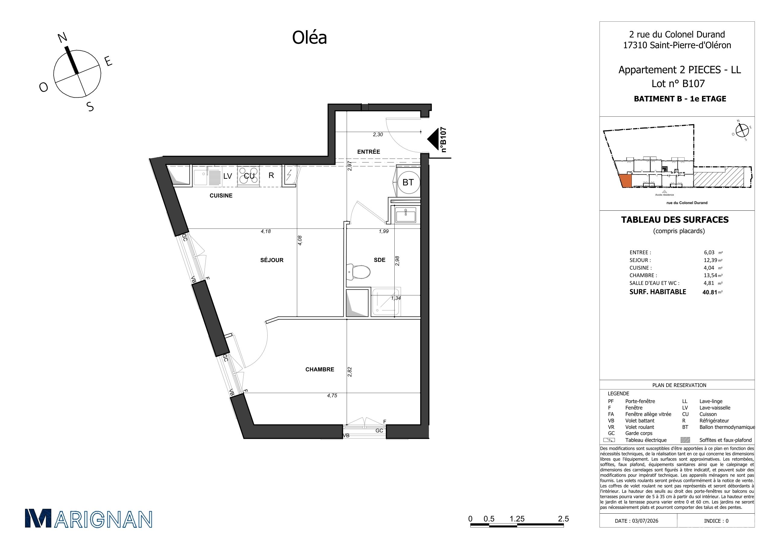 Plan du lot B107