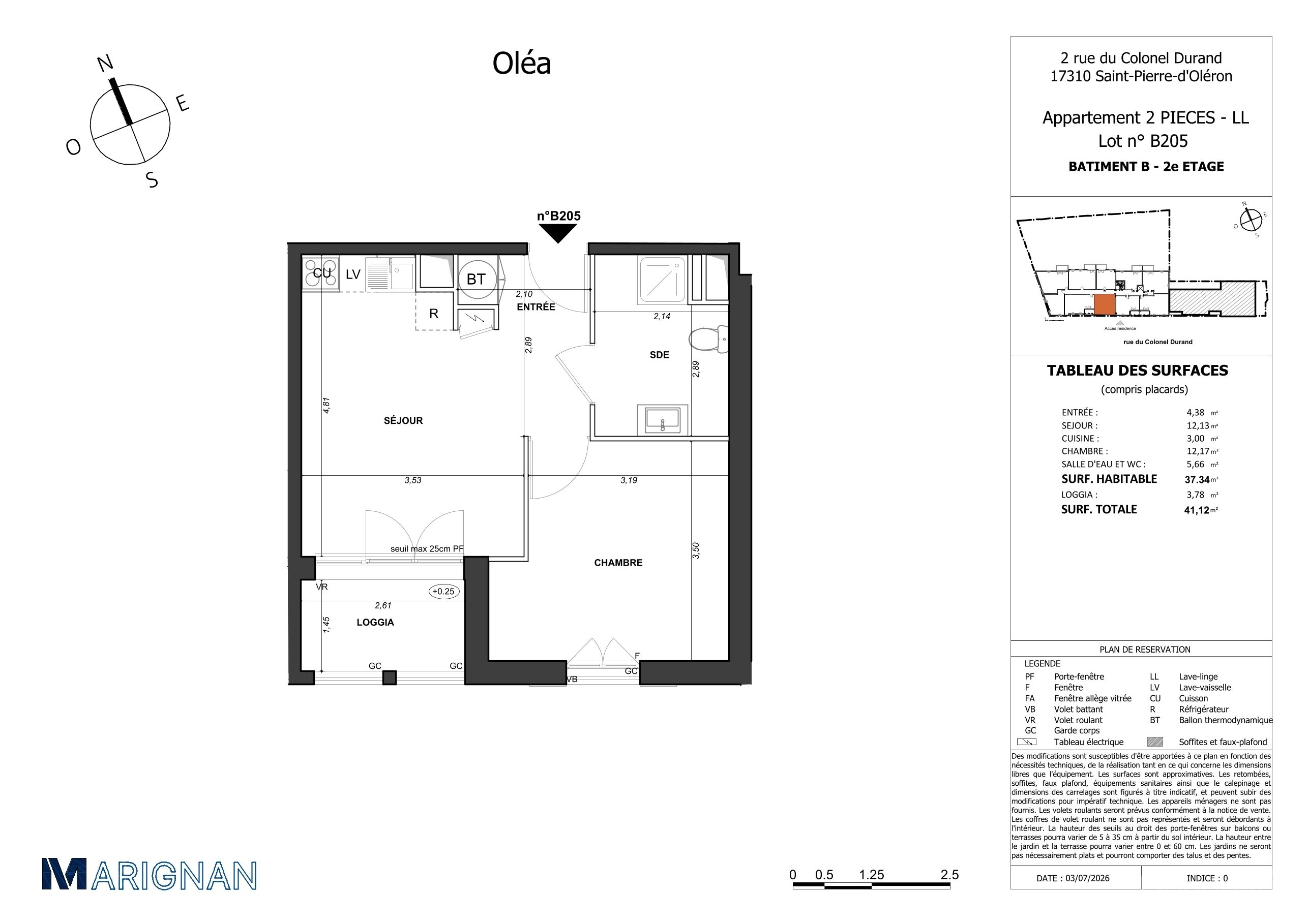 Plan du lot B205
