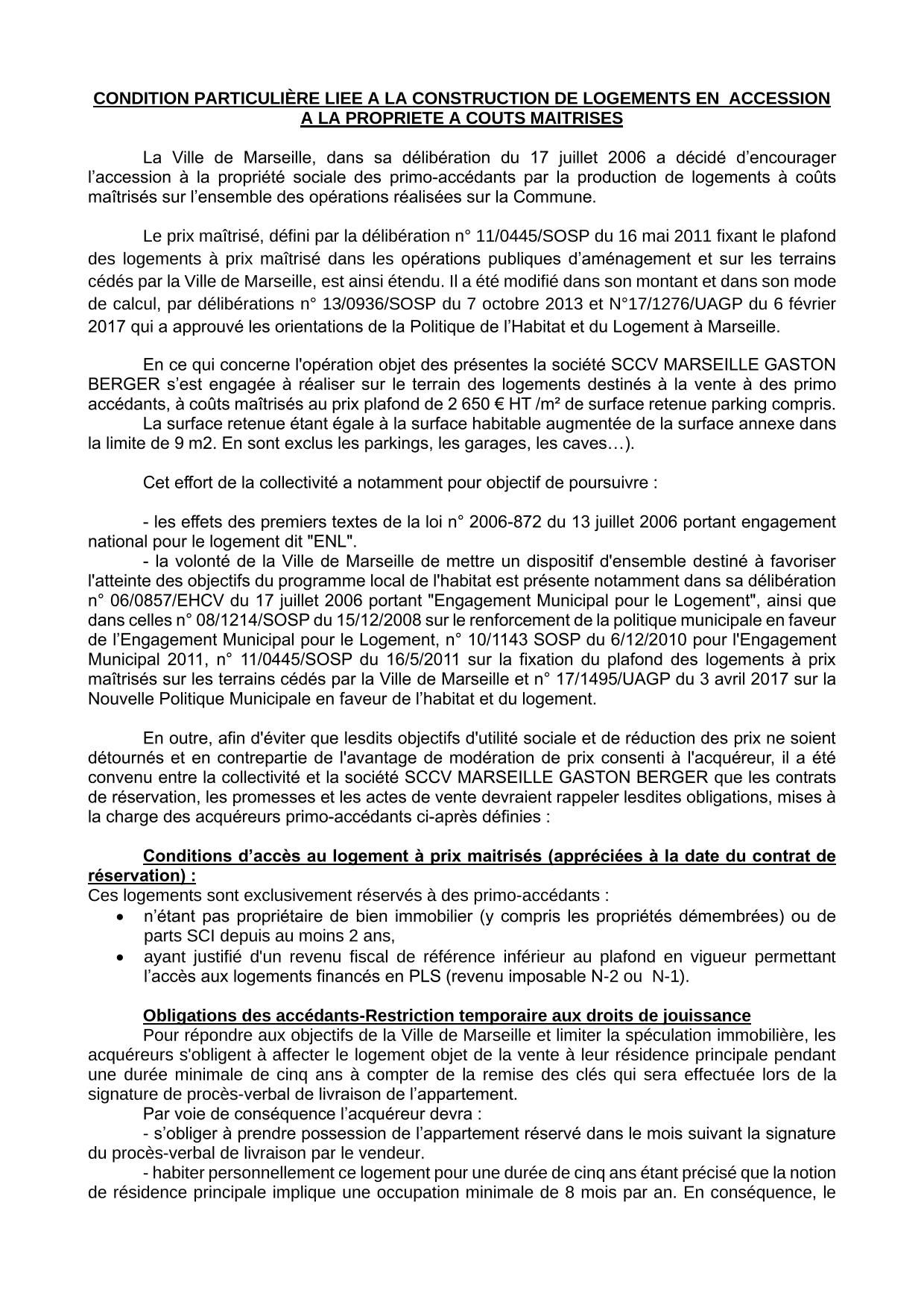 PM - Clauses anti spéculatives