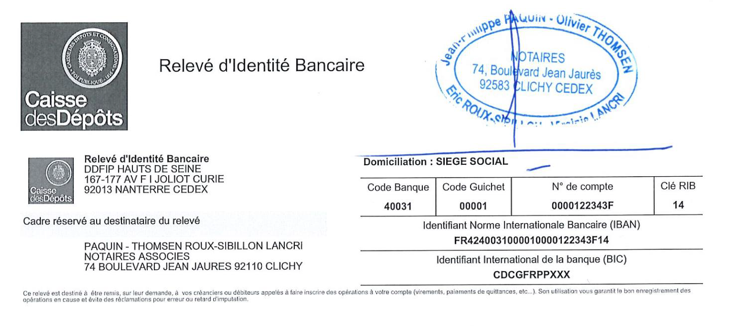 RIB NOTAIRE MARLY